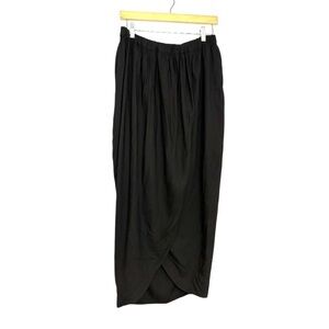 French Connection Black Draped Tulip Midi Skirt - Size Small - Vintage, Y2K